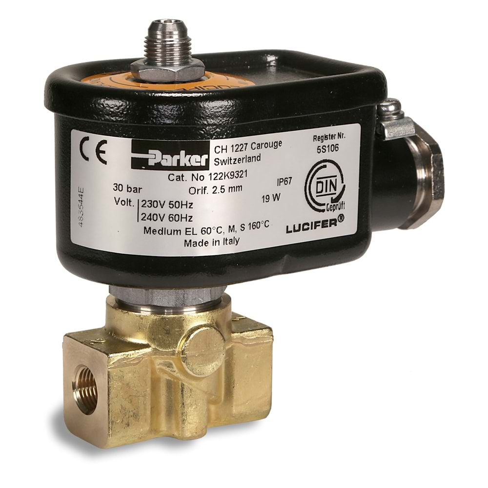 PARKER LUCIFER 122K9363 Solenoid Valf 30bar 2.5mm 220V 50Hz 14W