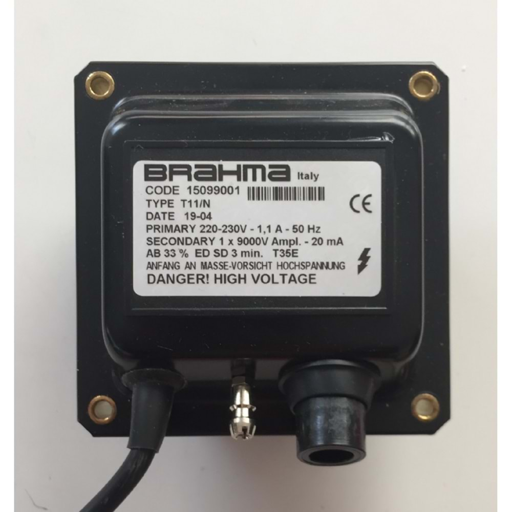 BRAHMA T11/N Sargılı Ateşleme Transformatörü 15099001 220-230V 1.1A 50Hz 1 x 9000V 20mA 33%