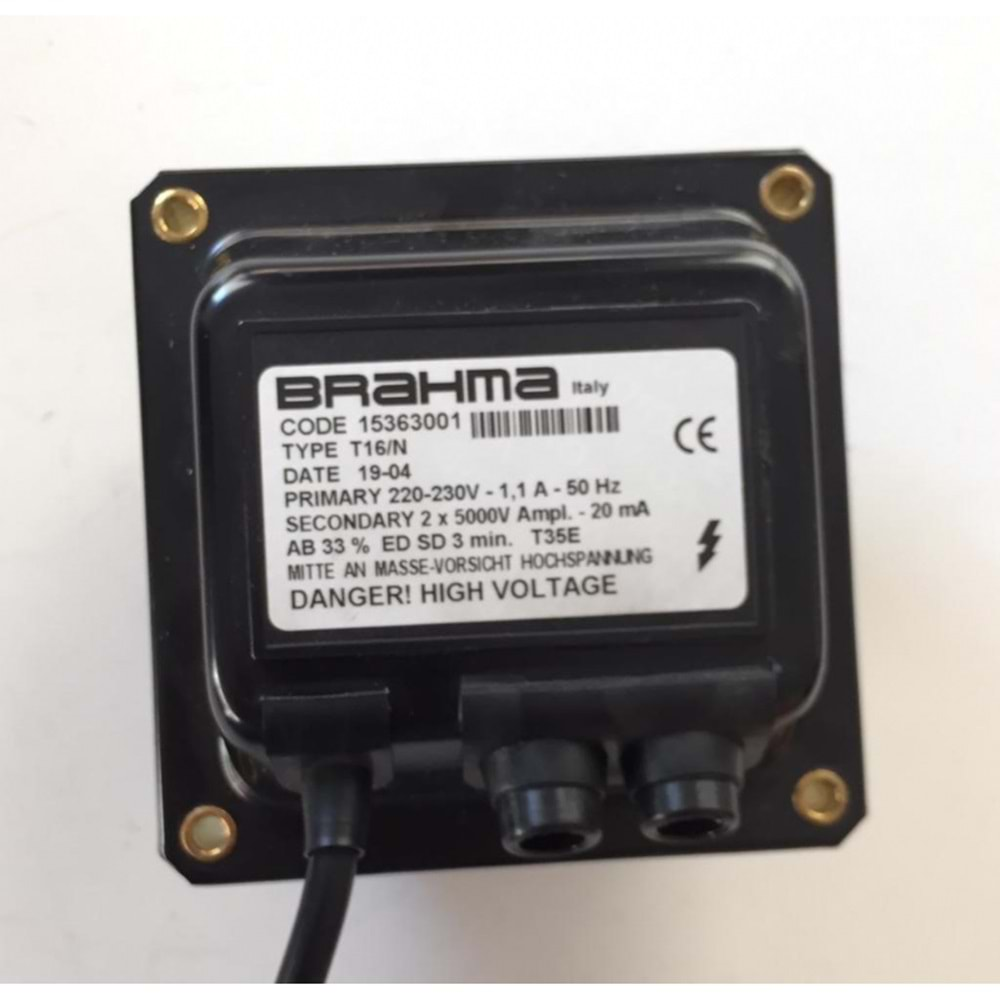 BRAHMA T16/N Sargılı Ateşleme Transformatörü 15363001 220-230V 1.1A 50Hz 2 x 5000V 20mA 33%