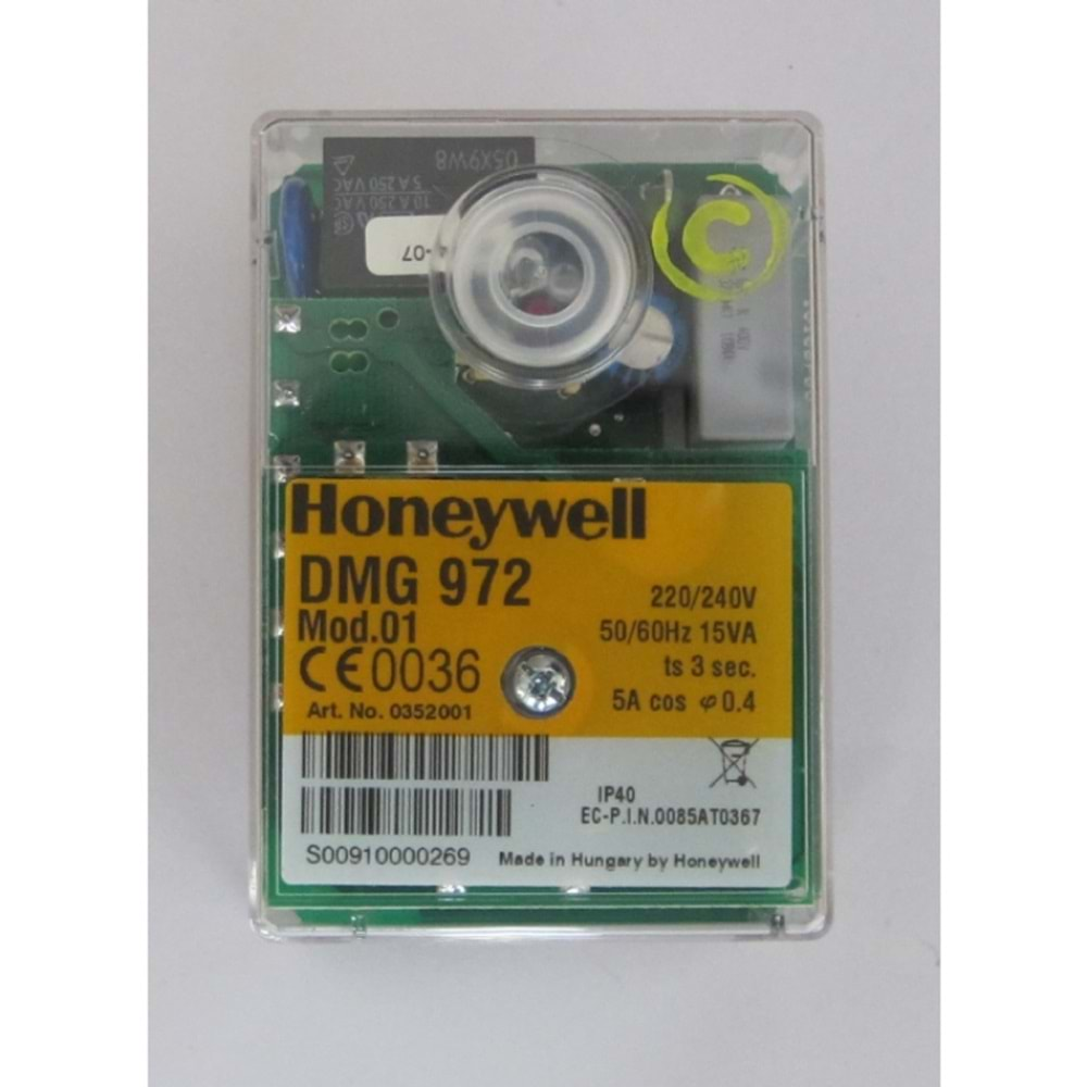 HONEYWELL DMG972-N Brülör Otomatiği Mod.01 220-240V 50-60Hz 12VA ts3sec 5A