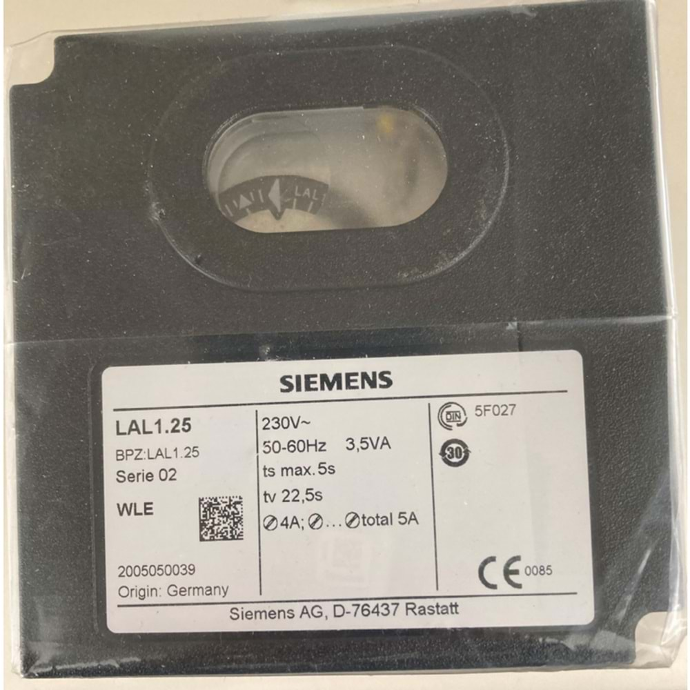 SIEMENS LAL1.25 Brülör Otomatiği 230V 50-60Hz 3.5VA ts max.5s tv 22.5s