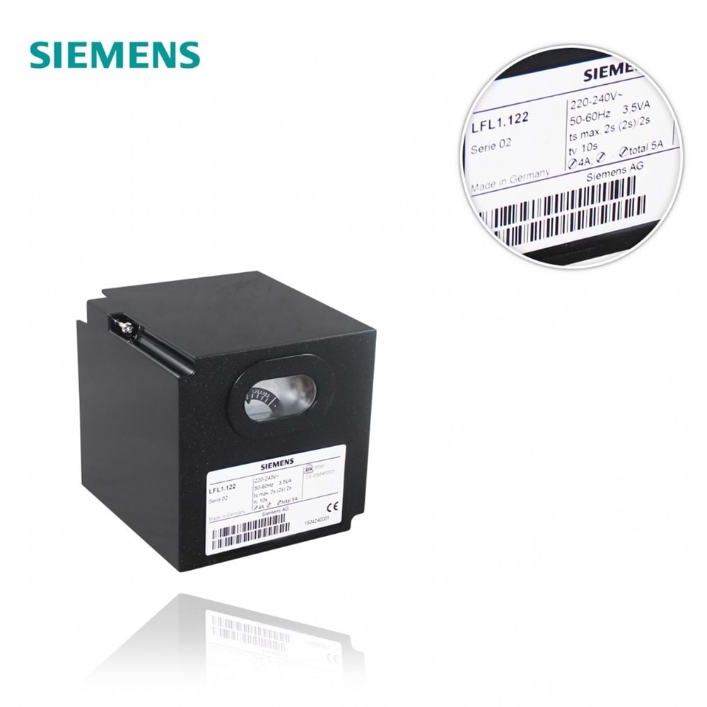 SIEMENS LFL1.122 Brülör Otomatiği 230V 50-60Hz 3.5VA ts max.2s (2s)/2s tv 10s