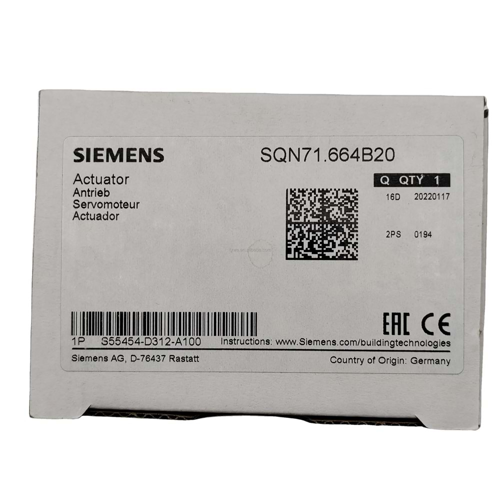 SIEMENS SQN71.664B20 Servomotor 230V 50-60Hz 6VA 7(1)A 250V 30s/90° 2.5Nm