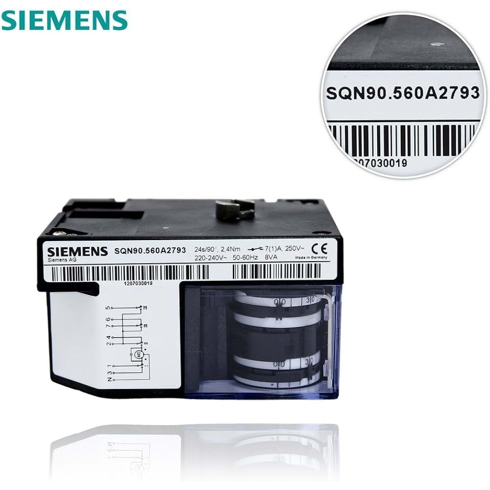 SIEMENS SQN90.560A2793 Servomotor 220-240V 50-60Hz 8VA 24s/90° 2.4Nm 7(1)A 250V