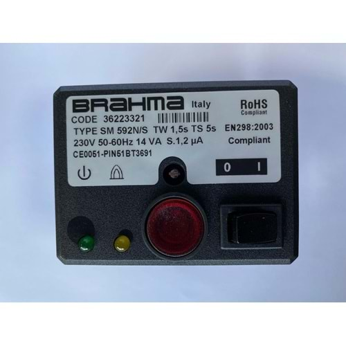 BRAHMA SM592N/S Brülör Otomatiği 36223321 TW1.5s TS5s 230V 50-60Hz 14VA