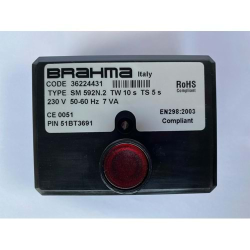 BRAHMA SM592N.2 Brülör Otomatiği 36224431 TW10s TS5s 230V 50-60Hz 7VA